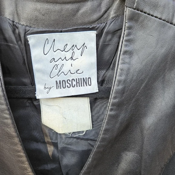 Moschino Cheap and Chic Black Leather & Stretch Vest with Gold Buttons Vintage